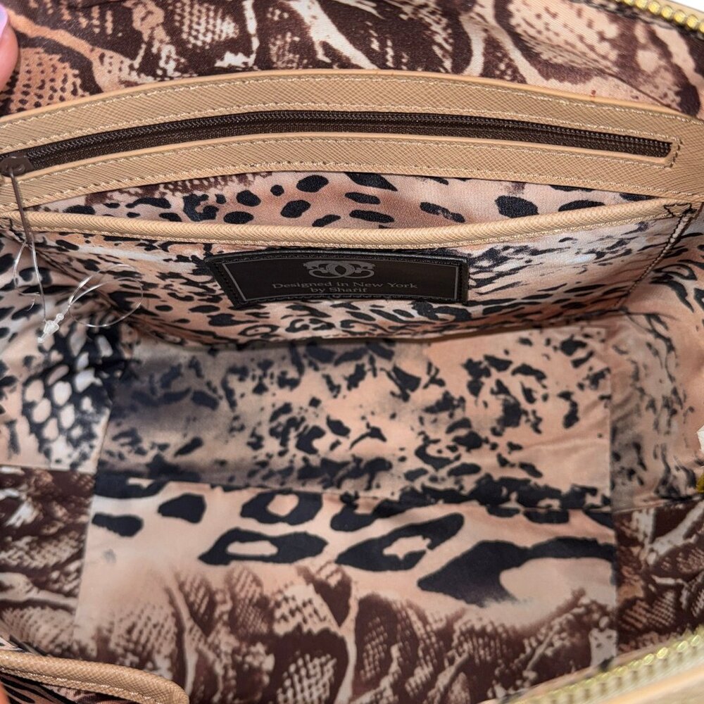 Sharif 1827 Vegan Leather Two-Toned Bowler Satchel Bag with Matching Pouch- New - Picture 12 of 16